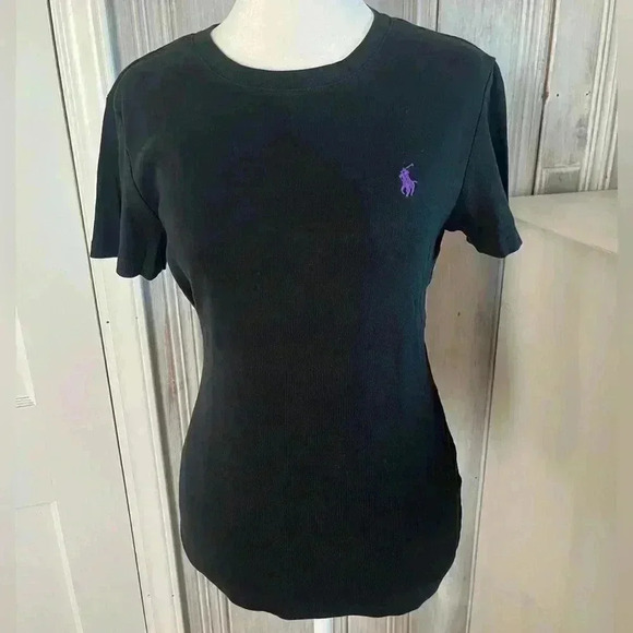 Ralph Lauren Tops - RAPLH LAUREN women’s black classic cotton crew neck short sleeve L preppy tennis